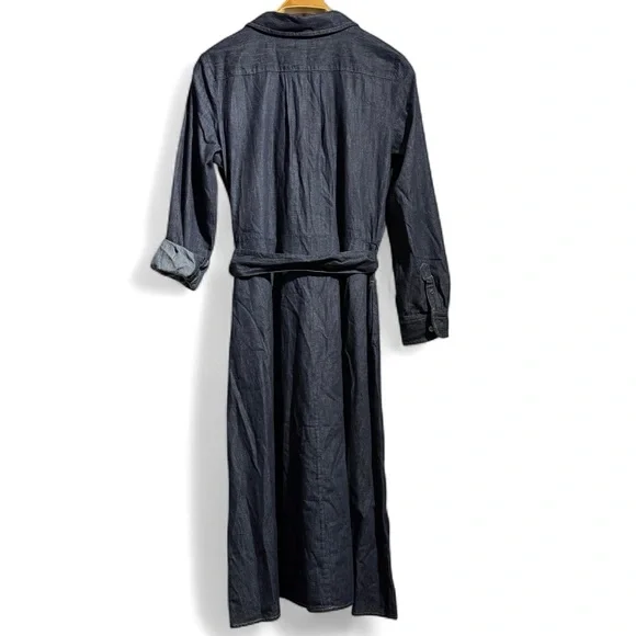 Lauren Ralph Lauren Self-Belt Long-Sleeve Denim Surplice Midi Dress